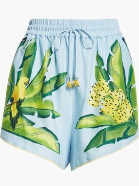 FARM Rio Summer Foliage Print Linen Shorts, Size M, NWT